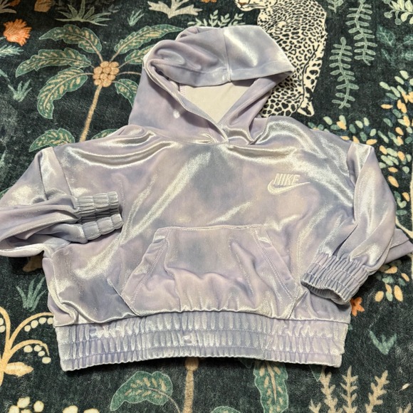 Nike Kids Velour Tracksuit Hoodie Pants Matching Set Lilac Purple 12 months - Picture 2 of 4